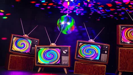 retro tv's with disco ball