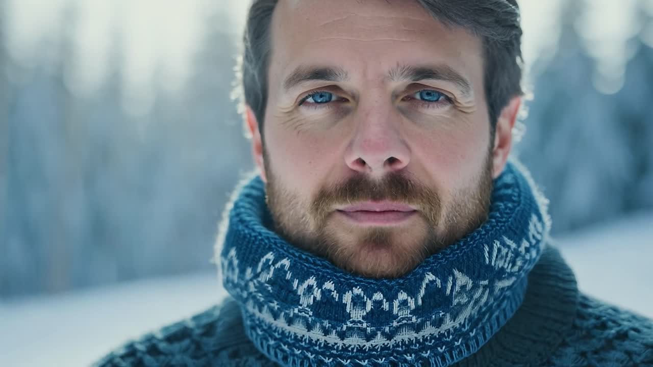 L'uomo in una foresta invernale