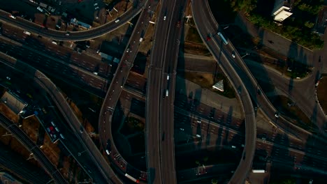 overhead aerial view of highway.road interchange.drone footage