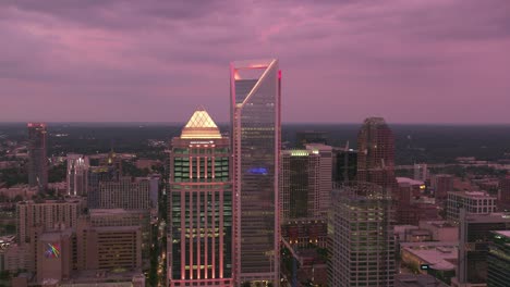 aerial view of charlotte north fintech skyline drone shot in 4k