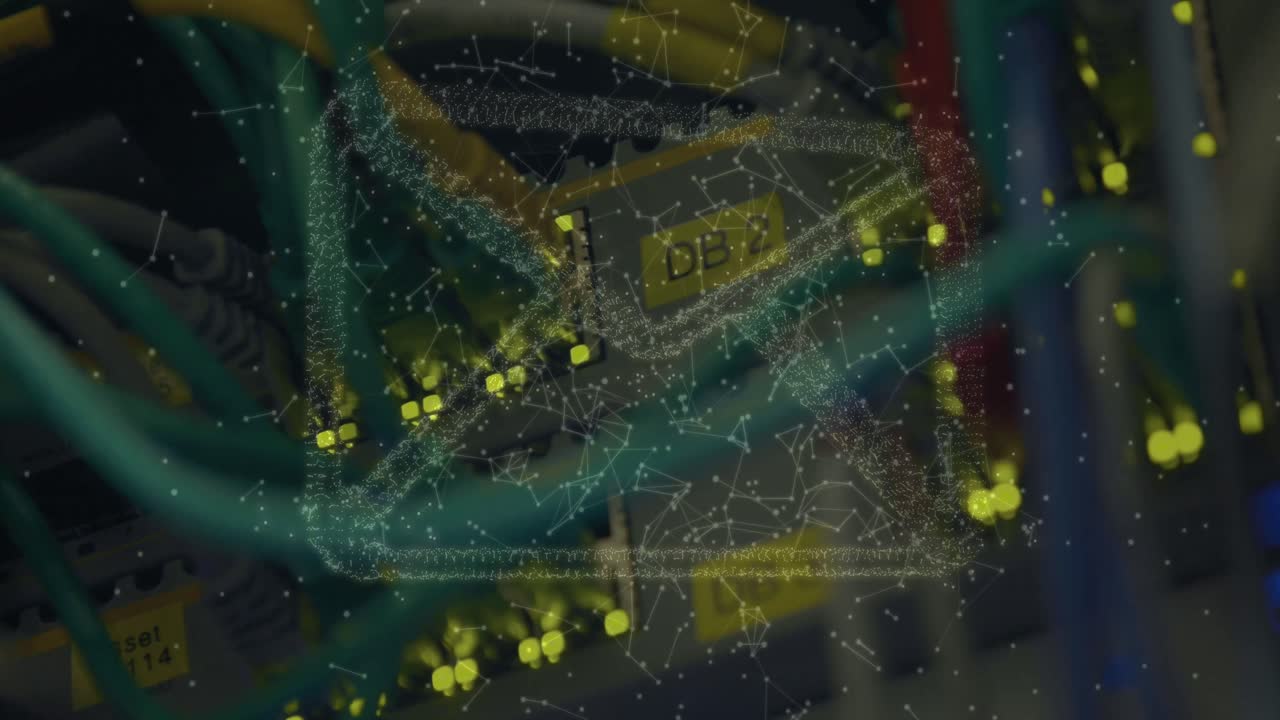 컴퓨터 와이어를 통해 이메일 아이콘의 애니메이션