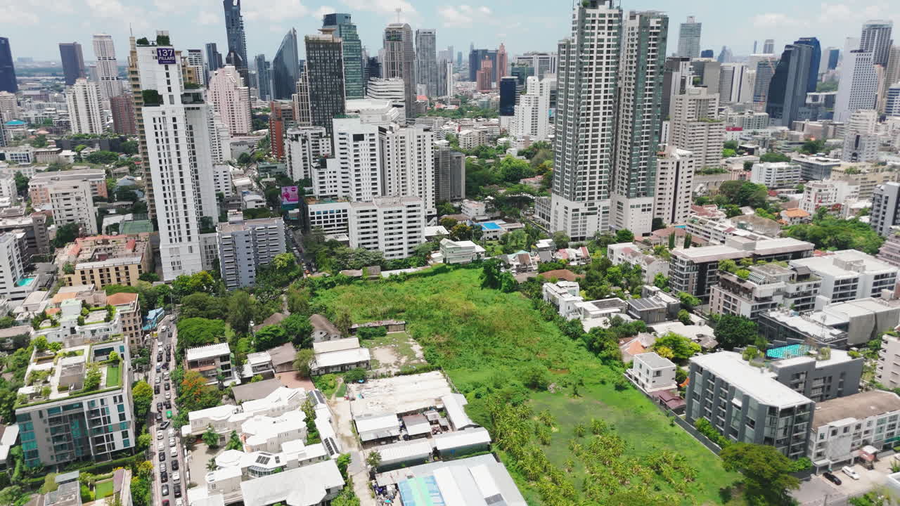 Above View Of The Phrom Phong District In Bangkok, Thailand. Aerial Drone Shot