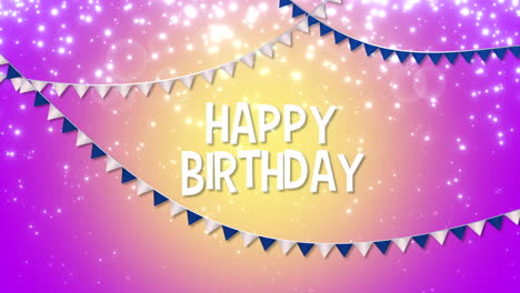 animated closeup happy birthday with colourful garland on holiday background 1