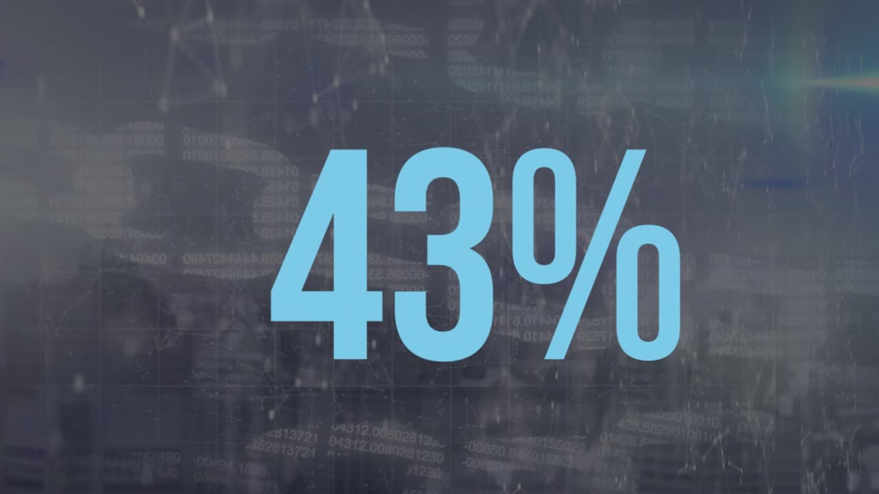 Animation af 15 procent over grå baggrund med databehandling.