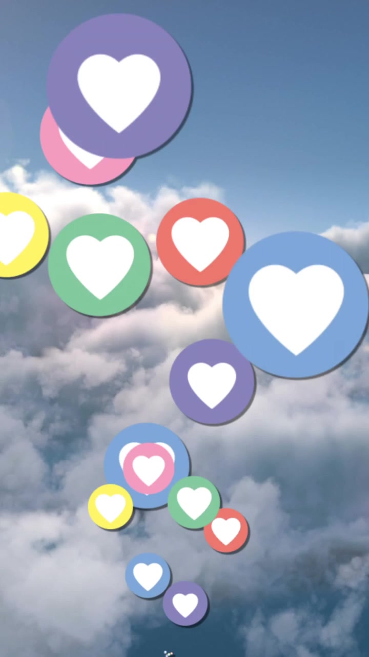 Aumento del numero di cuori che volano nel cielo 4k