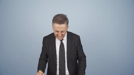 angry businessman. the businessman questions his failure.