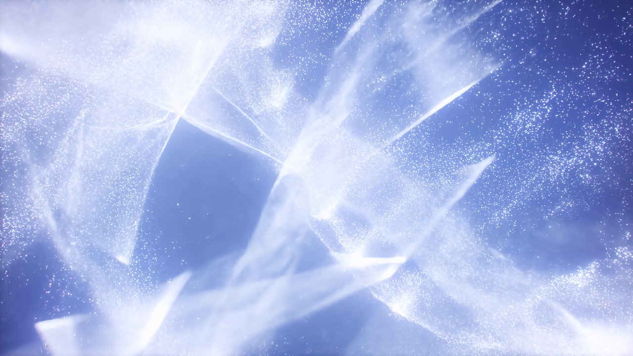 Ethereal Blue Wave Of Light Particles, Diffuse Strands And Powdery Dust Drift Like Nebula, Cinematic Glow