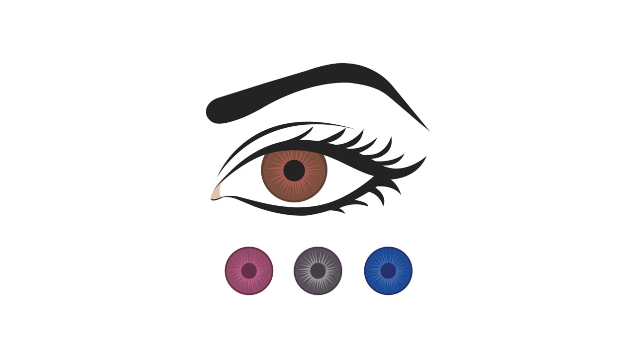 Animated Eye Illustration with Changing Iris Colors