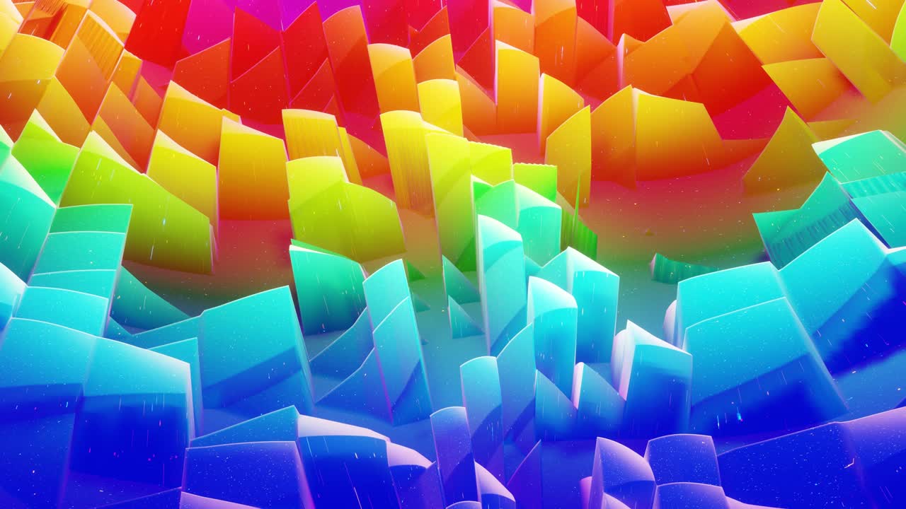 아름답고 추상적인 3d 표면은 반이는 반이고, 어나온 또는 이동된 파동은 루프로 변형됩니다. 무지개 그라디언트, 부드러운 매트 재료, 모피, 달함, 또는 가운 내부 반이는 마말라드.