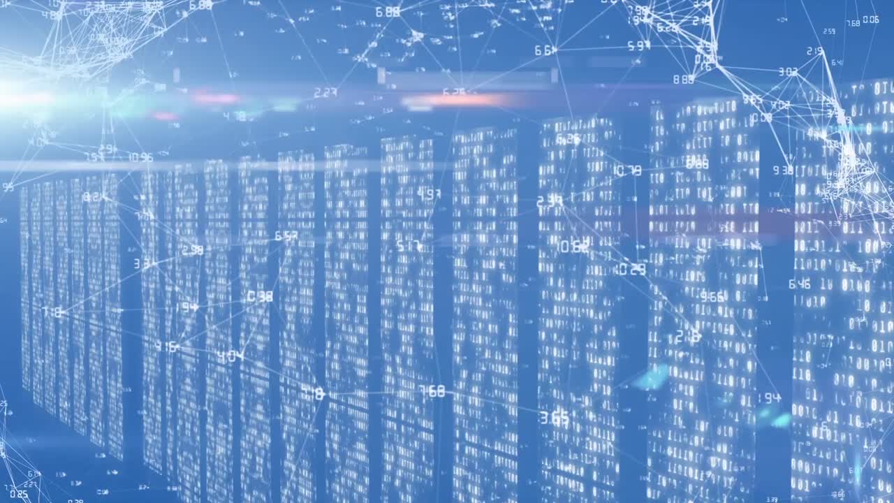 Animation of network of connections over server room