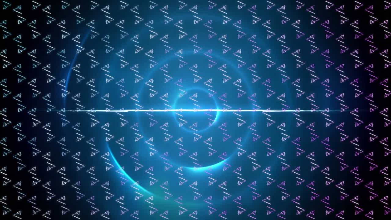 검은 바탕의 파란색 나선형 빛 흔적에 대한 추상적인 패턴 디자인의 디지털 애니메이션