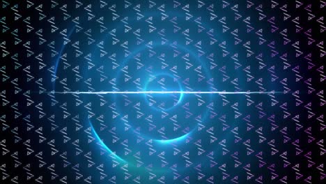 animación digital del diseño de patrones abstractos contra rastros de luz en espiral azul sobre fondo negro