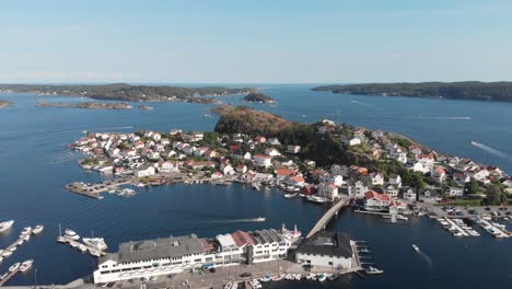 high-angle view of stunning kragero harbour town in norway