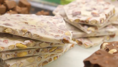 stacked white chocolate with nuts