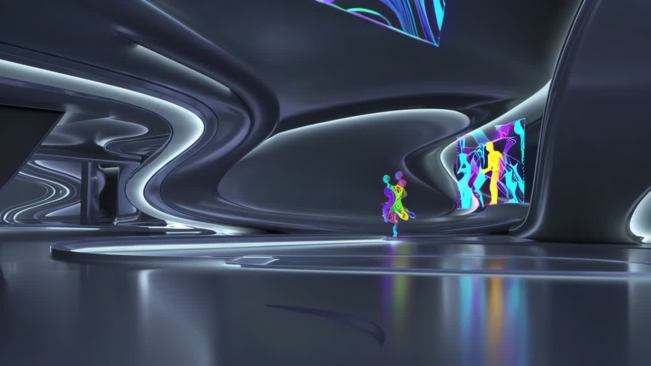 Futuristic Holographic Display in a Sleek Modern Environment