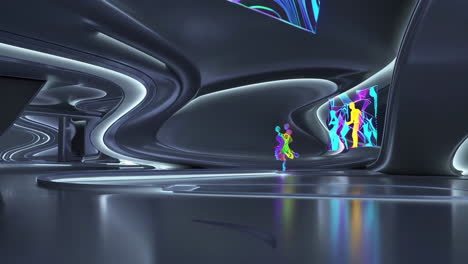futuristic holographic display in a sleek modern environment