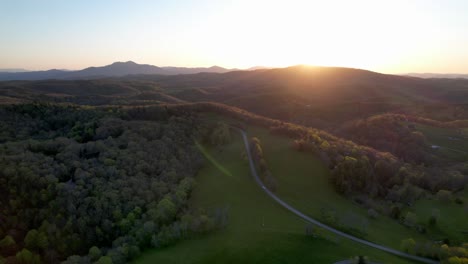 sunset aerial with grandfather mountain in the background