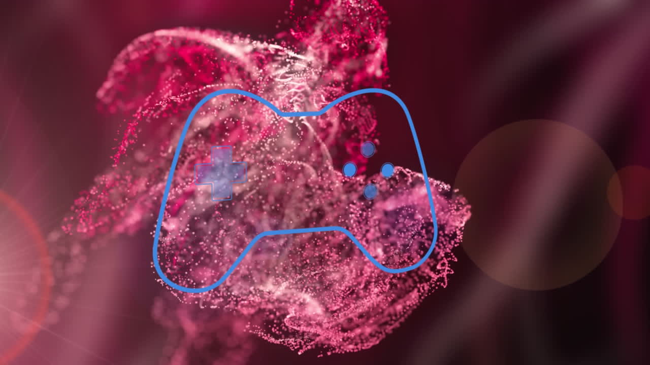 animación del icono del gamepad sobre rastros de luz sobre fondo negro