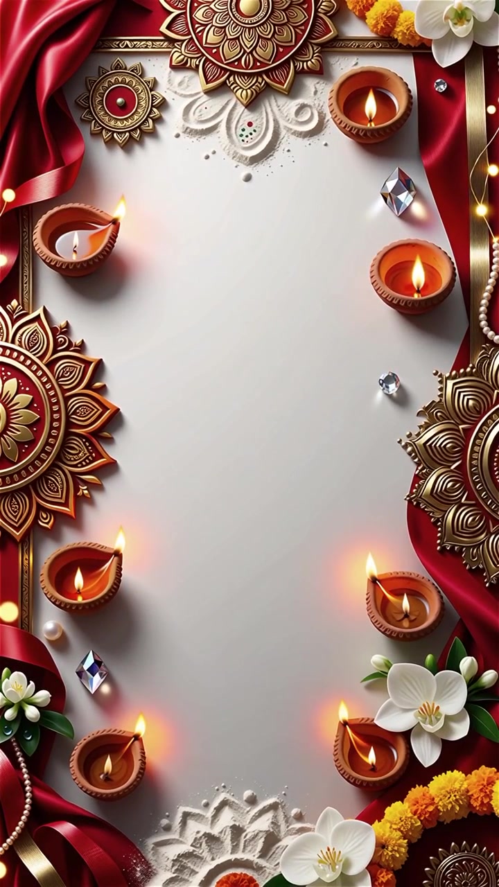 Sfondo del Festival Diwali con lanterne e decorazioni tradizionali Diyas.