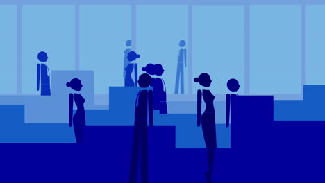 A-crowd-of-animated-businesspeople-walking-through