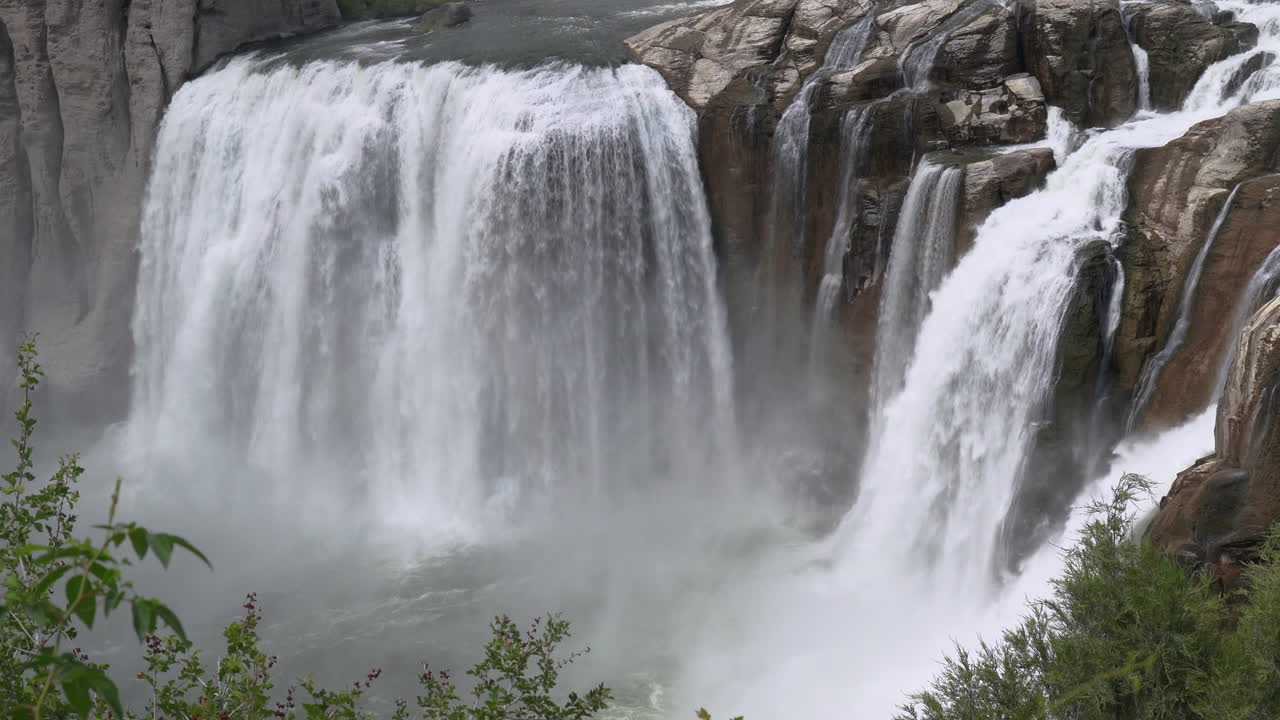 Majestic Waterfalls Converge at Rivers Edge | Shoshone Falls in Idaho | 4K | Tripod Shot