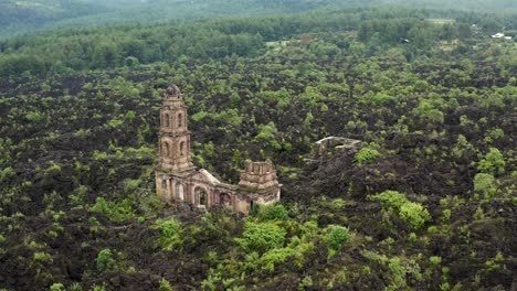 orbit of paricutin volcano church in san juan michoacan