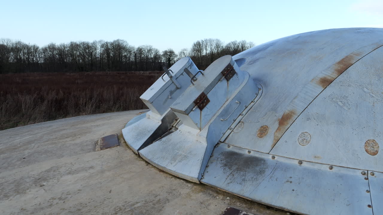 Close Up of the Iron Dome of a Retractable Gun Turret of Eben-Emael