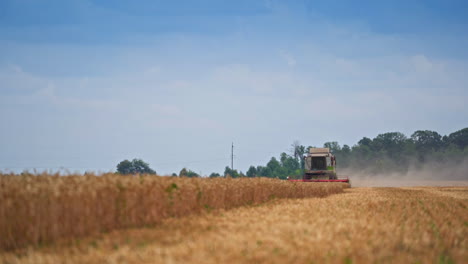Combine Harvester in Wheat Field
