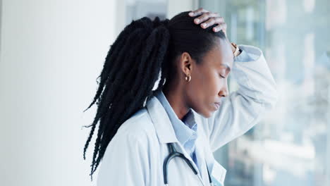 Schwarze-Frau,-Arzt-Und-Stress-Im-Gesundheitswesen
