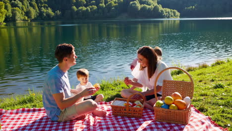 family picnic by the lake