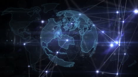 animación de la red de conexiones con puntos en todo el mundo