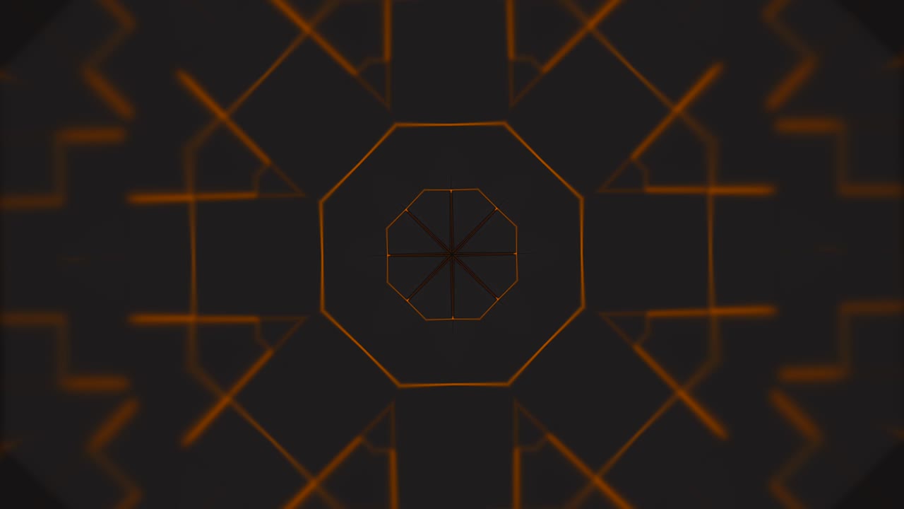 hermosa superficie poligonal negra y naranja moviéndose en una animación 3d sin costuras.