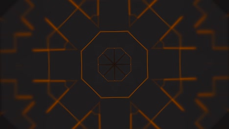 beautiful black and orange polygonal surface moving in seamless 3d animation.