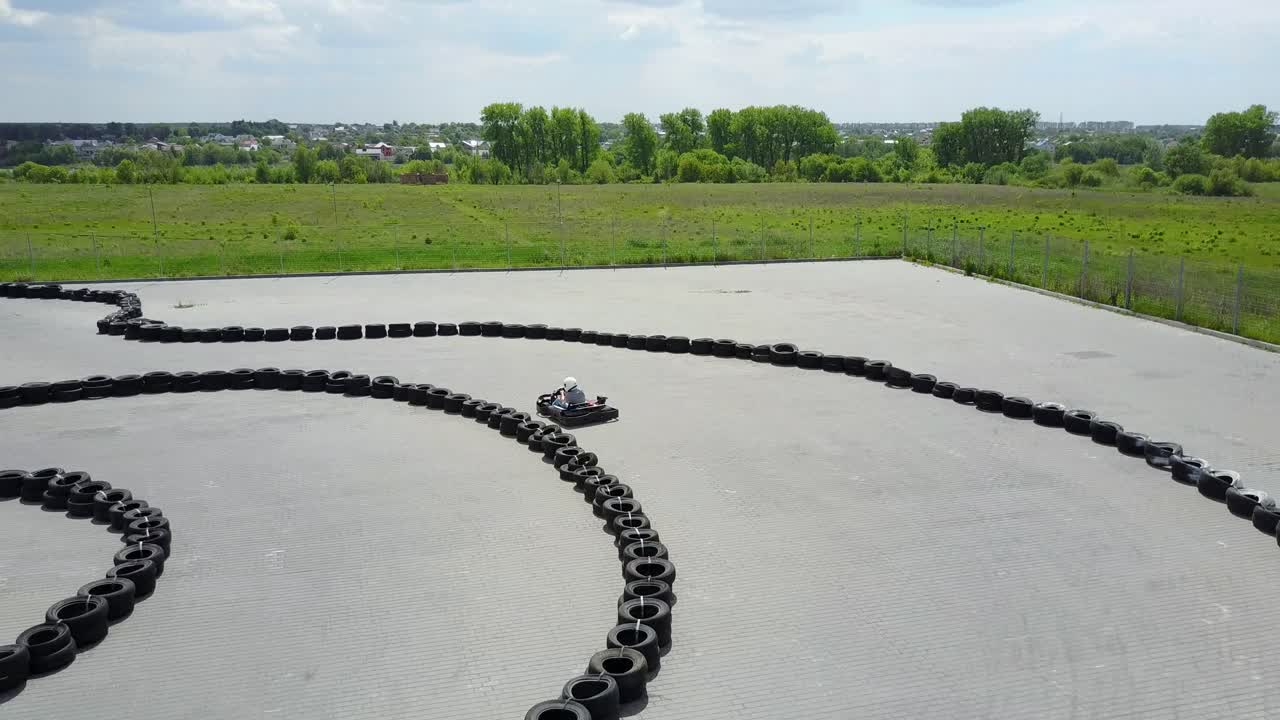 Kart Racing Or Karting. VINNITSA, UKRAINE - MAY 2017: Europe Day, race karts on the track. Open-wheel motorsport.