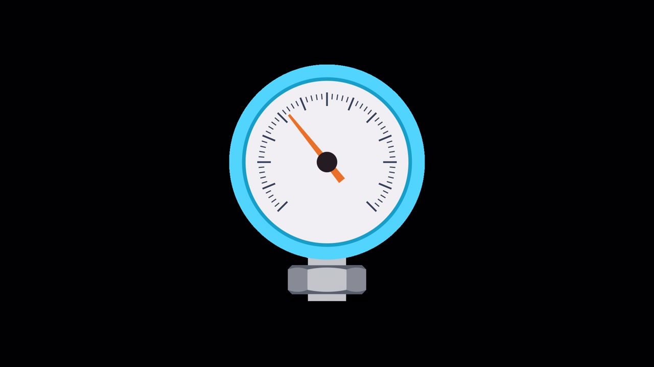 Animated Pressure Gauge Showing Increasing and Decreasing Measurement