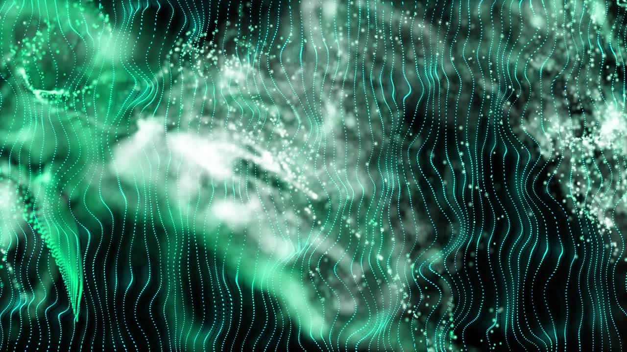 검은 바탕에 있는 초록색 모양과 선의 애니메이션