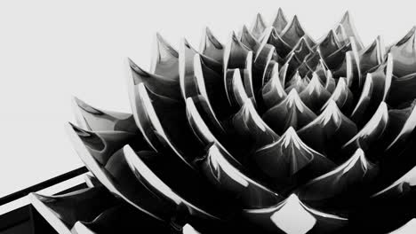 hypnotic animation of lotus flower spawning infinite petals n black and white, loop