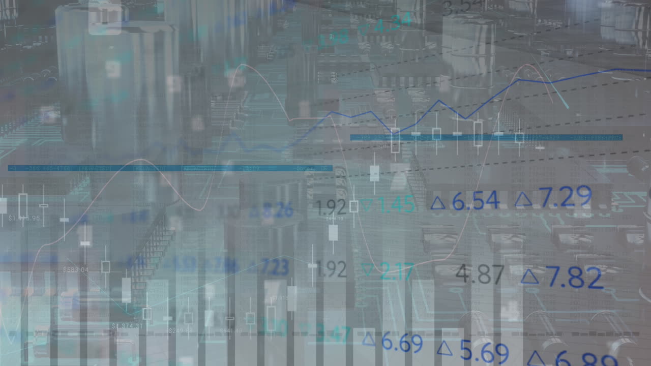 animación del procesamiento de datos a través de servidores informáticos