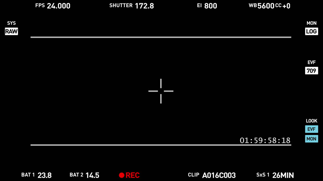 Camera Recording Interface Overlay with Technical Information on Black Screen