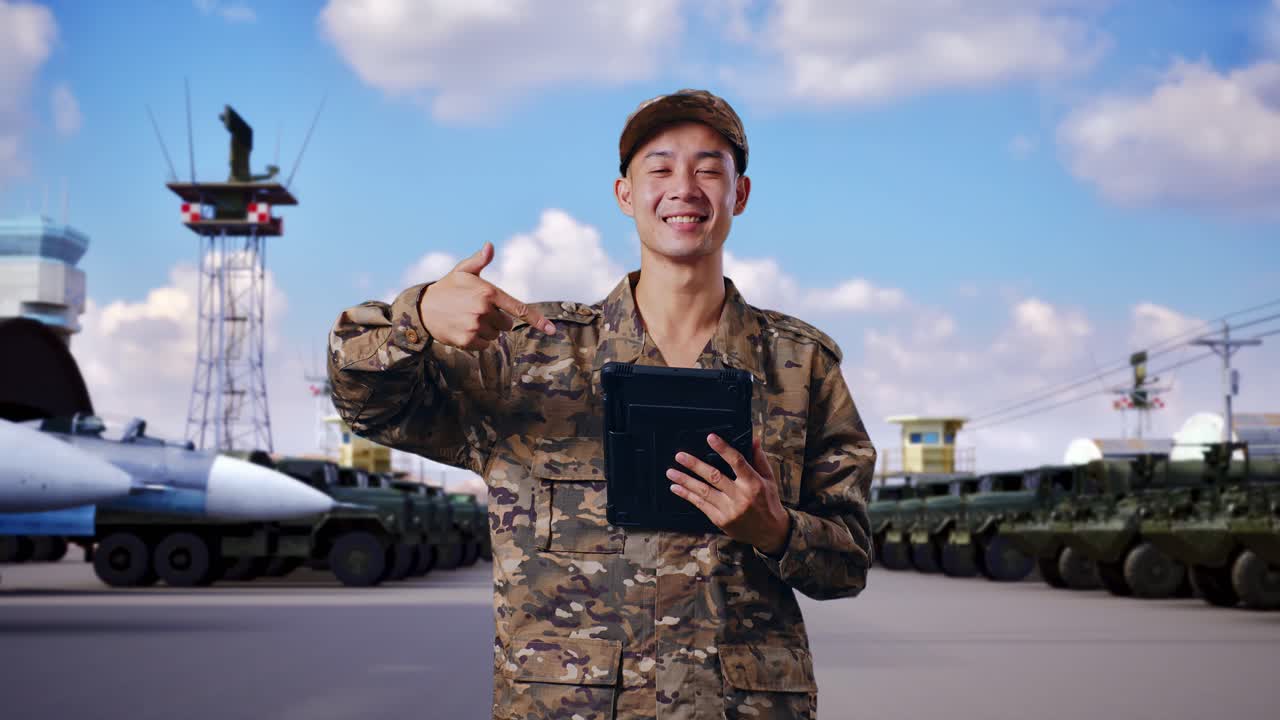 태블릿을 가진 군인