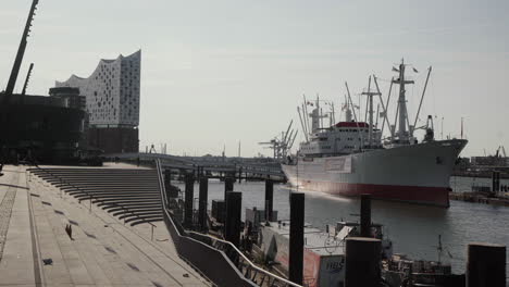 elbphilharmonie in the sunlight early in the morning