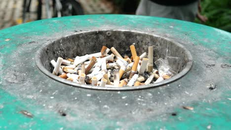 close up burning cigarette in ashtray ,