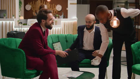 business partners in lounge area