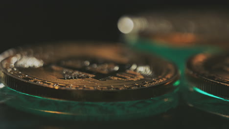 close-up of bitcoin coins