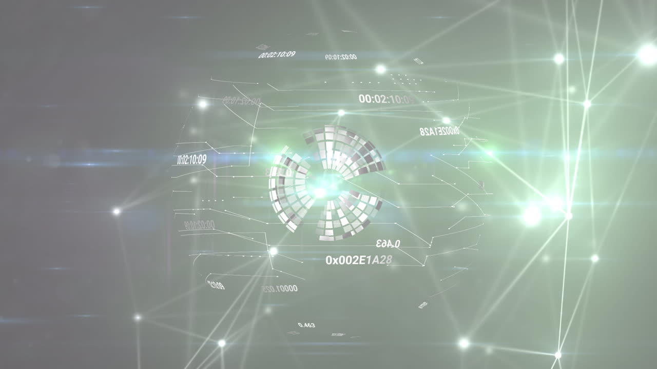 검은색 배경에 데이터 처리와 함께 전 세계 연결 네트워크의 애니메이션