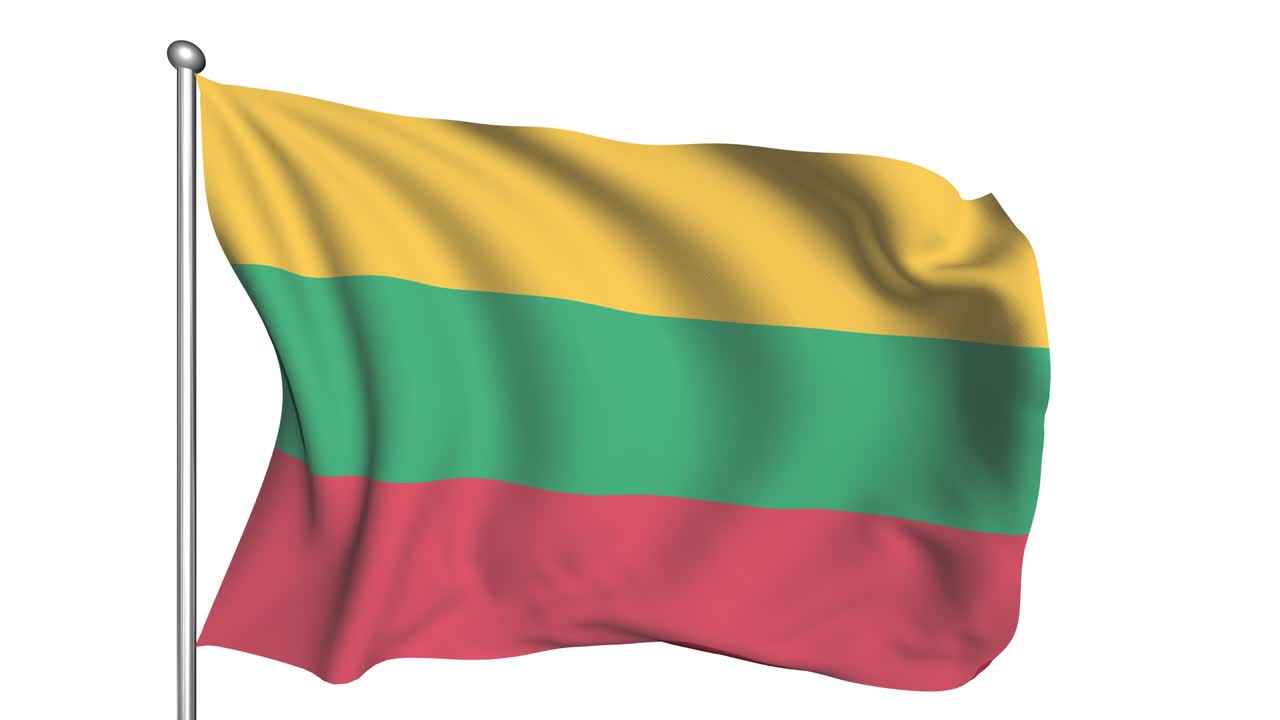 bandera de lituania en el viento (canal alfa, semitransparente, en bucle)