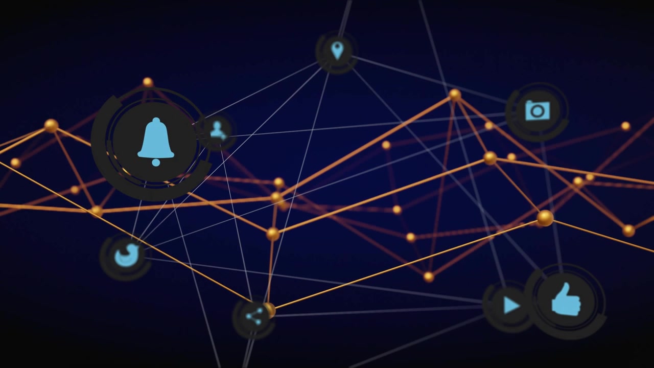 Abstract Digital Network with Social Media Icons