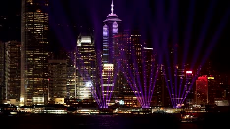 hong kong skyline laser show at night