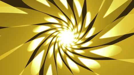 fondo de animación de bucle espiral esférico y brillante amarillo