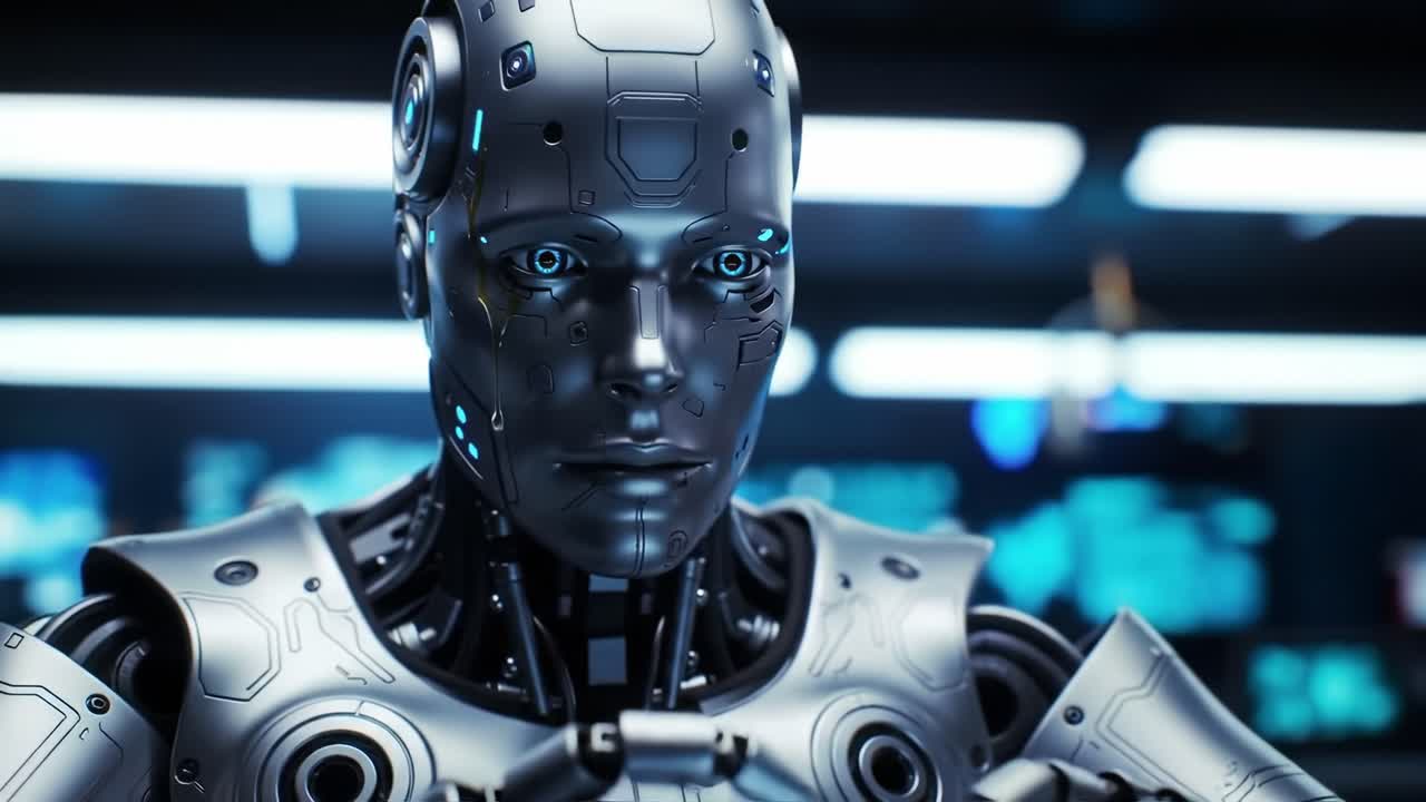 primer plano de un robot futurista